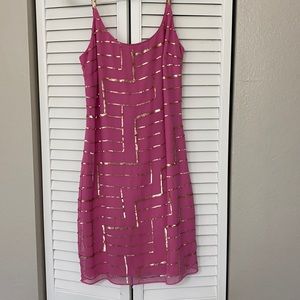 Liliana pink w/ gold sequins dress. Size 6
